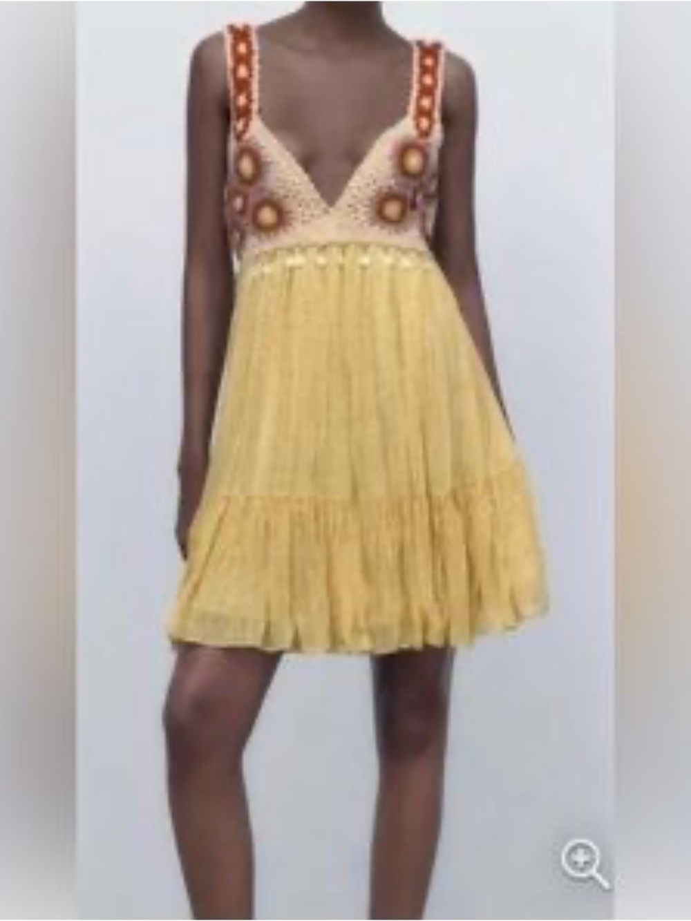 ZARA Crochet-Trim Yellow Sundress Size Extra Large